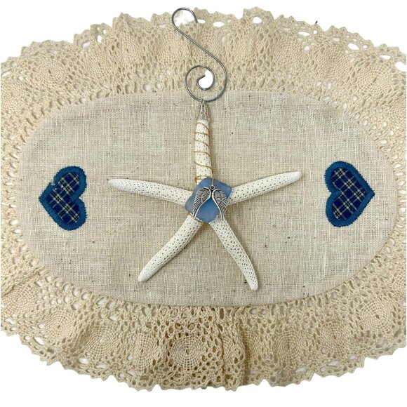 Wire Wrapped Pencil Starfish with Sea Glass Christmas Ornament or Suncatcher - Picture 3 of 4